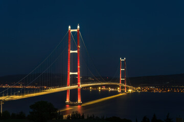 Log Exposure view of Canakkale bridge connecting Lapseki and Gallipolli