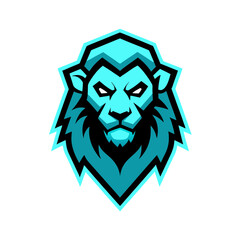 glitch style lion mascot logo icon for gaming vector art