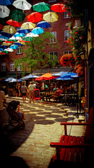 Naklejka premium street cafe at night