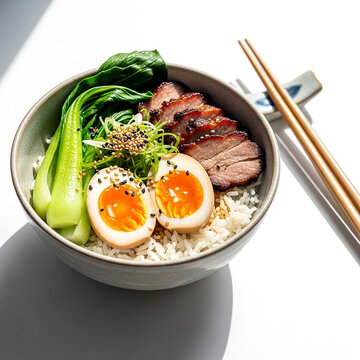 Asian Rice Bowl with Chopsticks