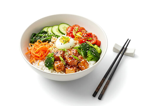 Asian Rice Bowl with Chopsticks