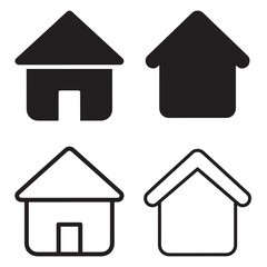 House Icon Silhouette and Outline Vector