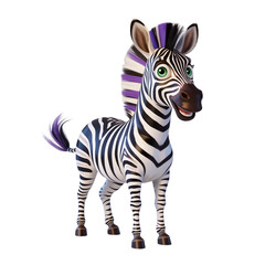 Naklejka premium Whimsical cartoon zebra with dandelion on (Transparent Background PNG)