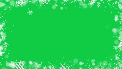 snow flakes and bokeh lights brder frame green screen animation,snow flakes new year and Christmas chroma key isolated social media motion design element - Powered by Adobe