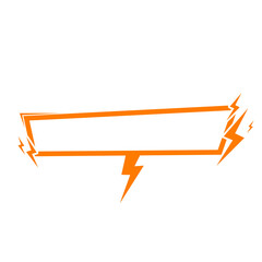 orange speech bar frame with thunder