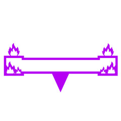 purple speech bar frame with fire