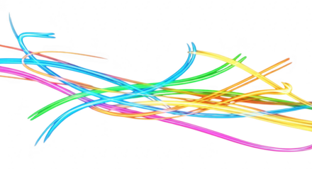 Colorful abstract lines isolated on transparent background