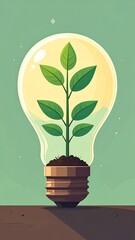 A plant grows inside a lightbulb