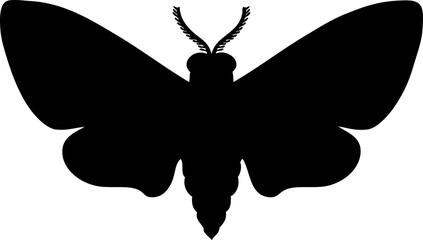 Hand drawn hawk moth butterfly silhouette illustration. Perfect for banner, poster, logo, sticker, label, sale.  