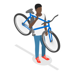 Naklejka premium 3D Isometric Flat Set of Cycling People. Item 5