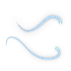 Abstract blue neon swirl light effect with sparkles isolated on transparent background. Shiny luminous curved line trace, glowing trail for futuristic decoration, technology background, or holiday cel