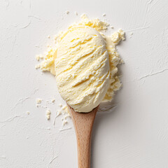 Vanilla ice cream white texture. Summer minimal background. Flat lay 