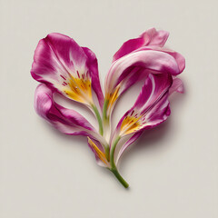 Flower in shape of a heart made of tulip petals