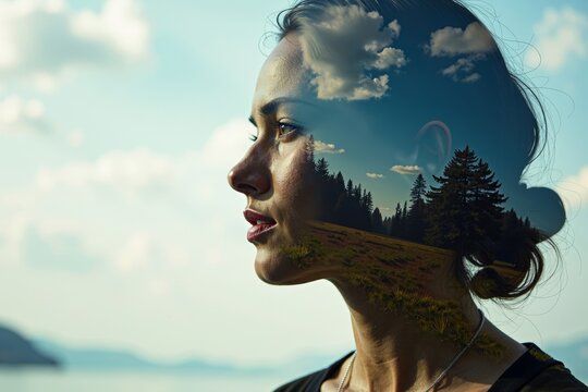 Capturing the Link Between Humanity and Nature: Double Exposure Portraits Harmonizing People and Landscapes