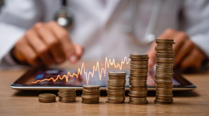 doctor reviewing healthcare costs graph