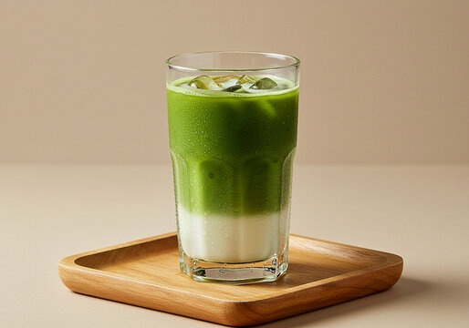 Iced Matcha Latte in Glass