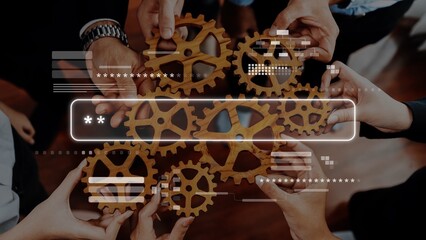 A visually striking image illustrating teamwork and collaboration, showcasing hands working...