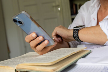woman using smartwatch