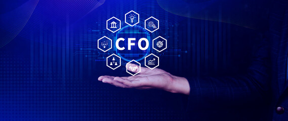 CFO, CFO digital technology concept. Internet, business and finance, strategy office work....
