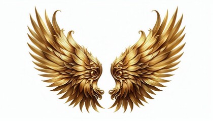 Fototapeta premium Majestic golden wings displaying power and elegance artistic representation digital artwork isolated background