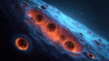 glowing orbs within blue surface