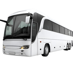 White Passenger Bus Isolated on White Background