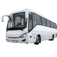 White Passenger Bus Isolated on White Background