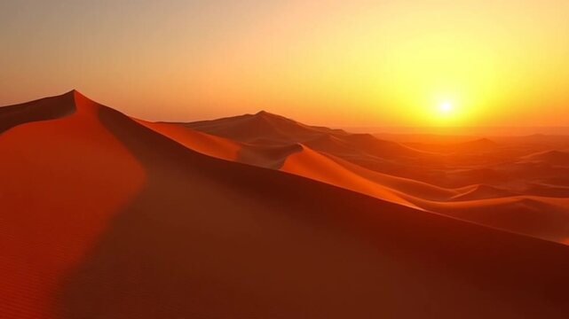 Beautiful sand dunes in the Sahara desert at sunset