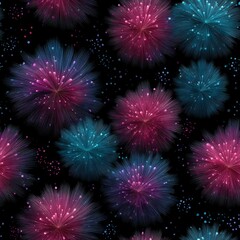 Naklejka premium Colorful abstract pattern of explosions in shades of pink and blue on a dark background