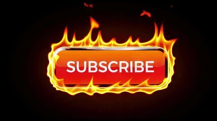 A vibrant graphic representation of a fiery subscribe button designed to attract viewer engagement and enhance channel interaction. - Powered by Adobe
