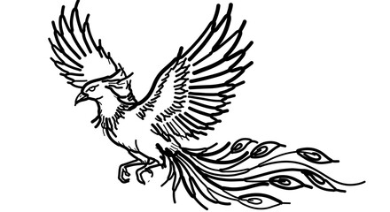 Obraz premium Illustration of a phoenix bird with its wings spread, a symbol of rebirth and renewal
