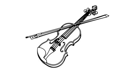 Obraz premium Illustration of a violin and bow for coloring book and musical instrument