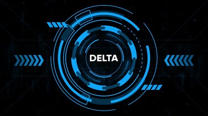 Futuristic Blue Circular HUD Element with DELTA Text on Dark Digital Background DELTA technology - Powered by Adobe