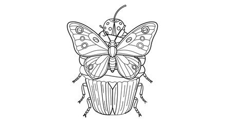 Illustration of a cupcake with butterfly wings, perfect for sweetthemed designs