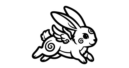 Cute winged rabbit illustration, a whimsical and playful design for children