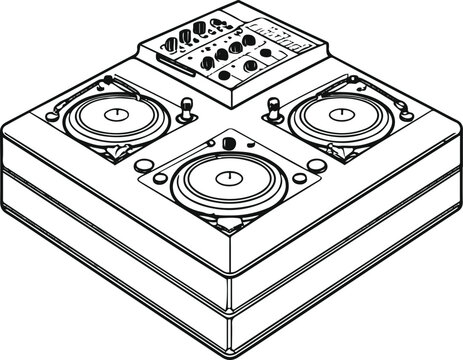 black and white dj mixer turntable clip art preview