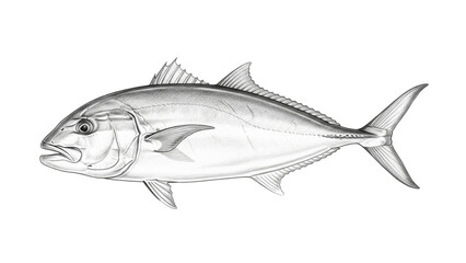 Realistic pencil sketch of a Yellowtail Amberjack fish