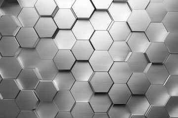 Fototapeta premium Abstract background of metallic hexagonal shapes, the pattern features a geometric honeycomb design and modern industrial style