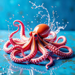 Obraz premium pulpo, octopoda, ilustración, fractal, mar, designio, animal, submarino, espacio, arte, dechado, naturaleza