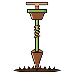 Soil Auger Vector Illustration | Manual & Mechanical Ground Sampling Tool Icon