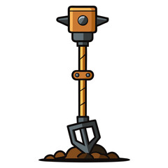 Soil Auger Vector Illustration | Manual & Mechanical Ground Sampling Tool Icon