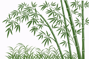 Scalable vector illustration of a lush bamboo cluster tree with tall green stalks and leaves