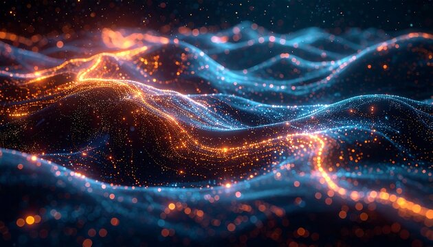 Abstract wavy digital landscape
