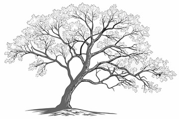 Detailed vector illustration of a tree with translucent crystal-like leaves scalable eps icon