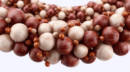 Colorful hand-crafted necklace made of natural materials displayed on a soft background