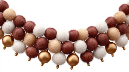 Beautiful handmade necklace featuring colorful felt balls and shiny metal accents