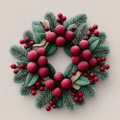 Handmade wreath decoration showcasing festive colors and textures for holiday celebrations