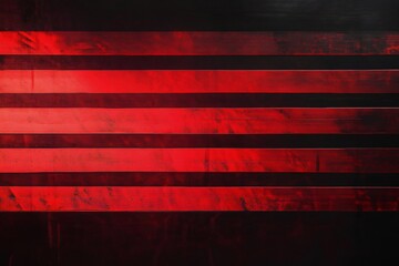 Minimalist abstract painting featuring horizontal red stripes on a black background, creating a dramatic and visually striking composition