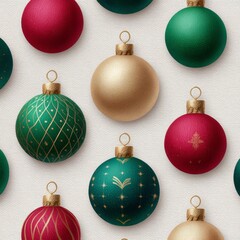Colorful Christmas ornaments arranged in a festive pattern for holiday decoration