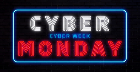 Text CYBER MONDAY, SHOP NOW on dark color background